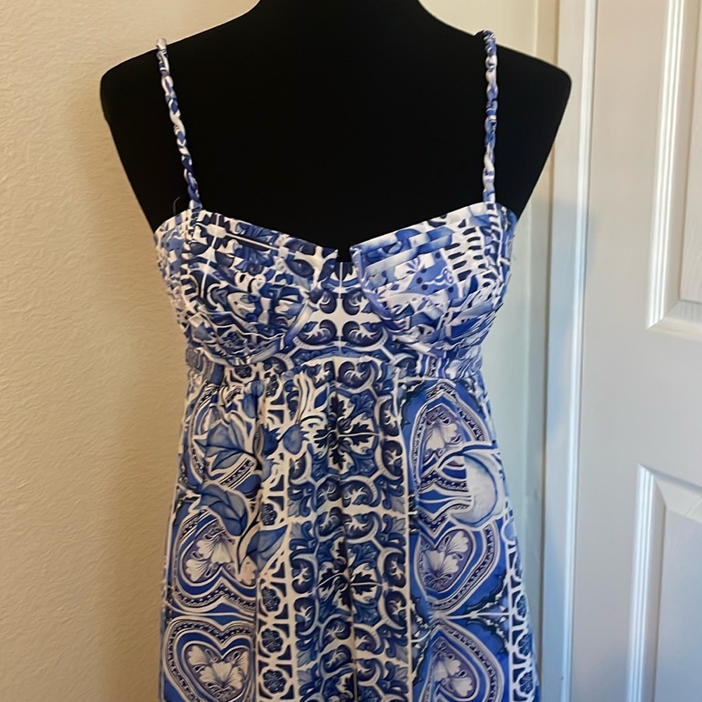 New Caroline Constas New York Grecian Paisley Floral Print Cotton Maxi Dress - Picture 3 of 16
